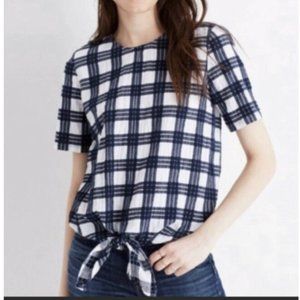 Madewell Plaid Tie Front Top
